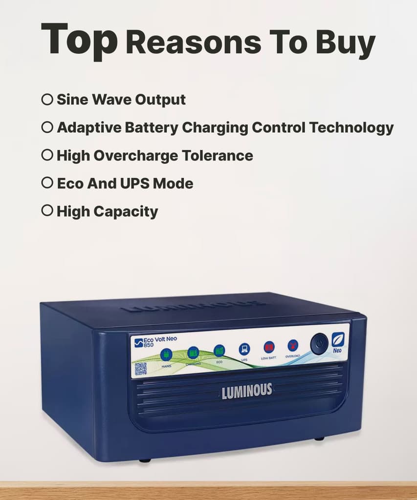 LUMINOUS 700 VA with 24 Months Warranty Pure Sine Wave Inverter