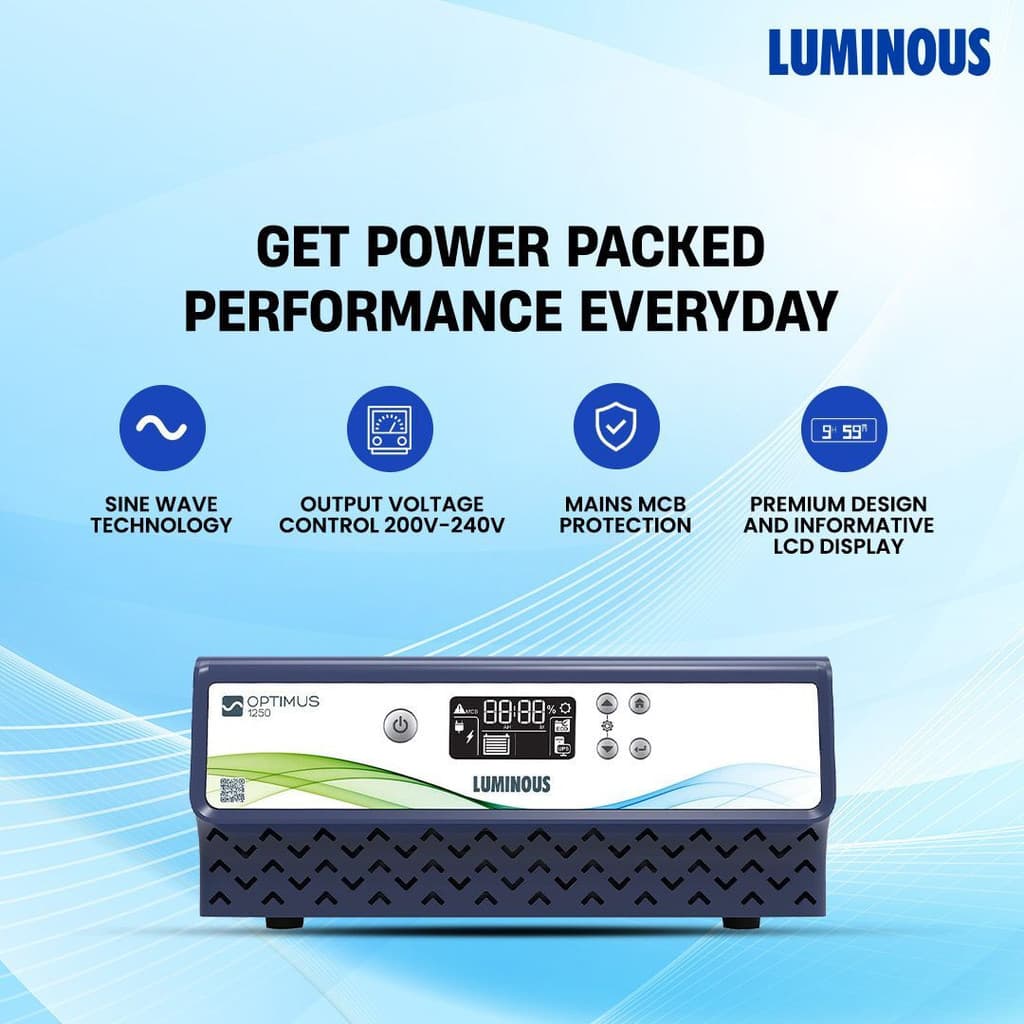 LUMINOUS 1100 VA 1250+/12V Pure Sine Wave Inverter