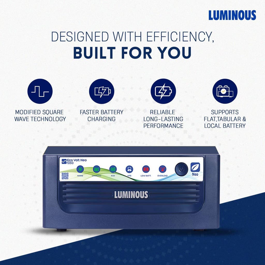 LUMINOUS 900 VA ECO VOLT NEO with 24 Months Warranty Pure Sine Wave Inverter