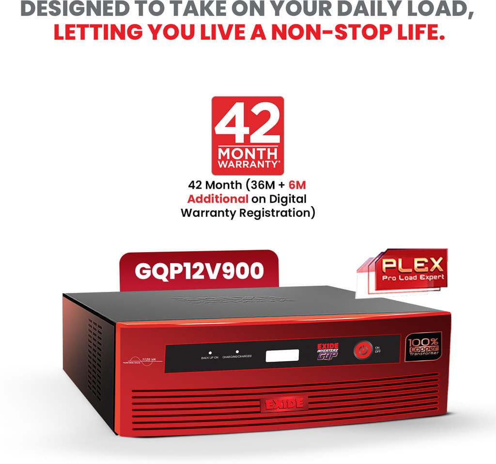 EXIDE 900 VA GQP12V900 with 42 Months Warranty Pure Sine Wave Inverter