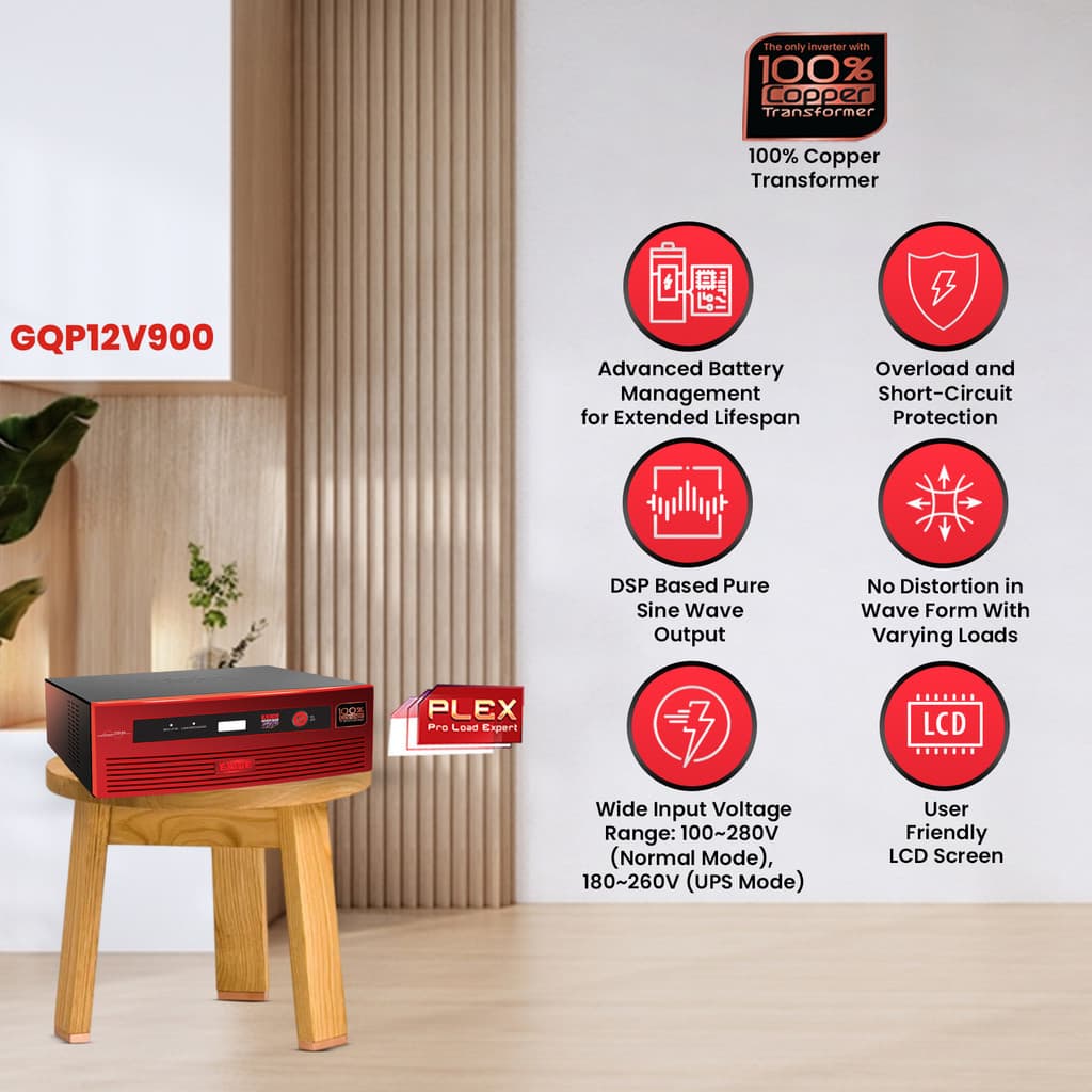 EXIDE 900 VA GQP12V900 with 42 Months Warranty Pure Sine Wave Inverter