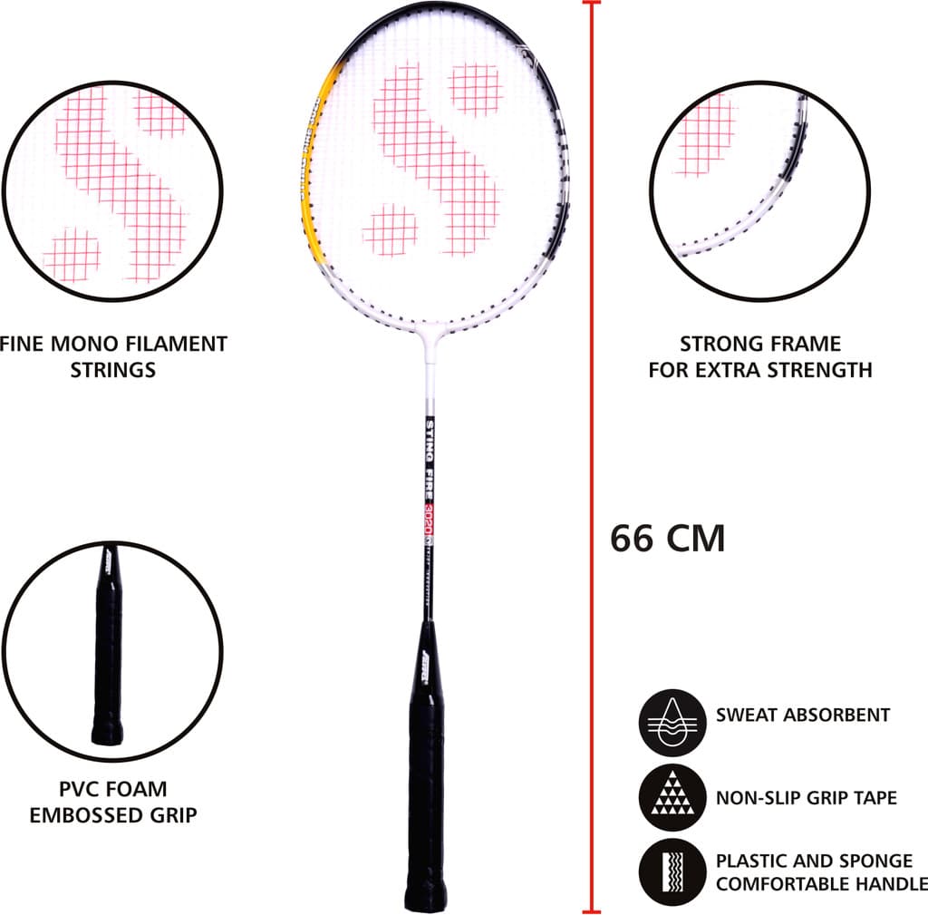 Silver's FIRE Badminton Combo- 2 Rackets with Feather Shuttle Pack of 3 Badminton Kit