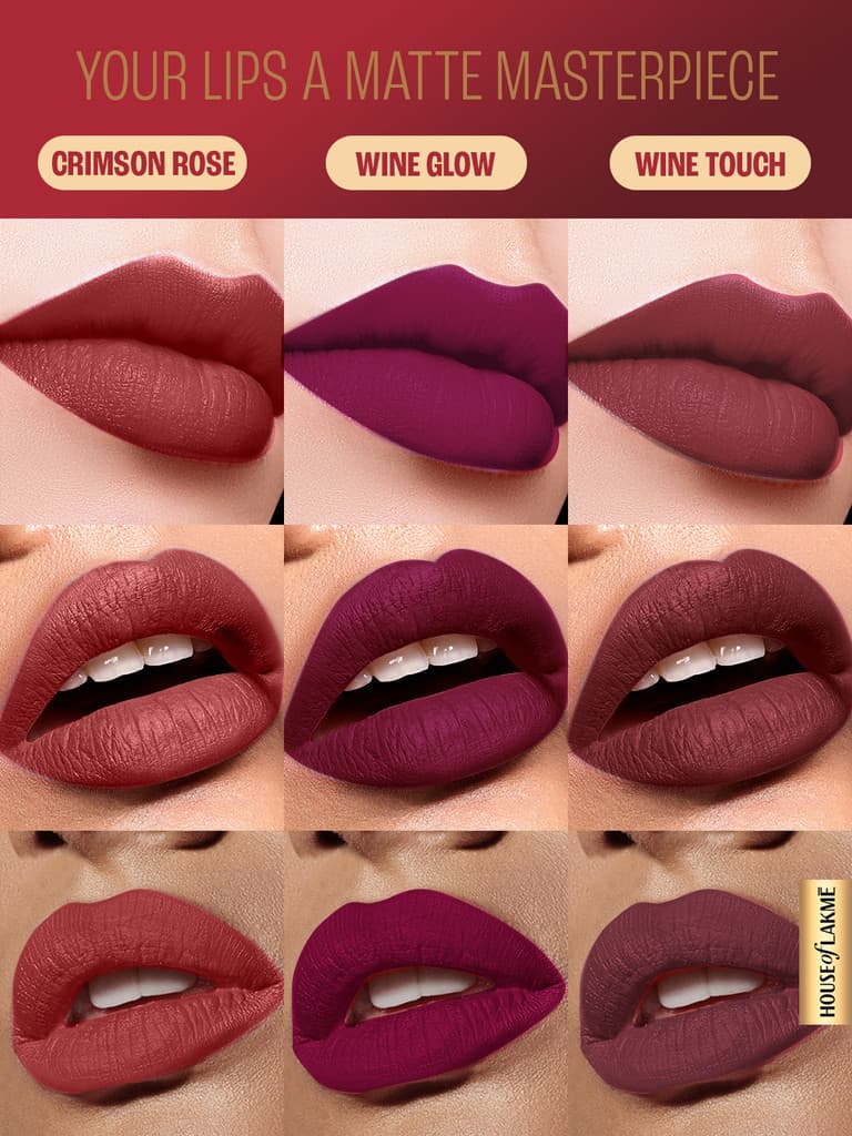Lakmé Liquid Lipstick Trio- Wine Whisper, Forever Matte, Light-weight, Pack of 3