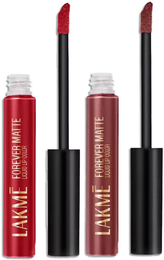 Lakmé Forever Matte Liquid Lip Colour|Red Revival + Nude Dream