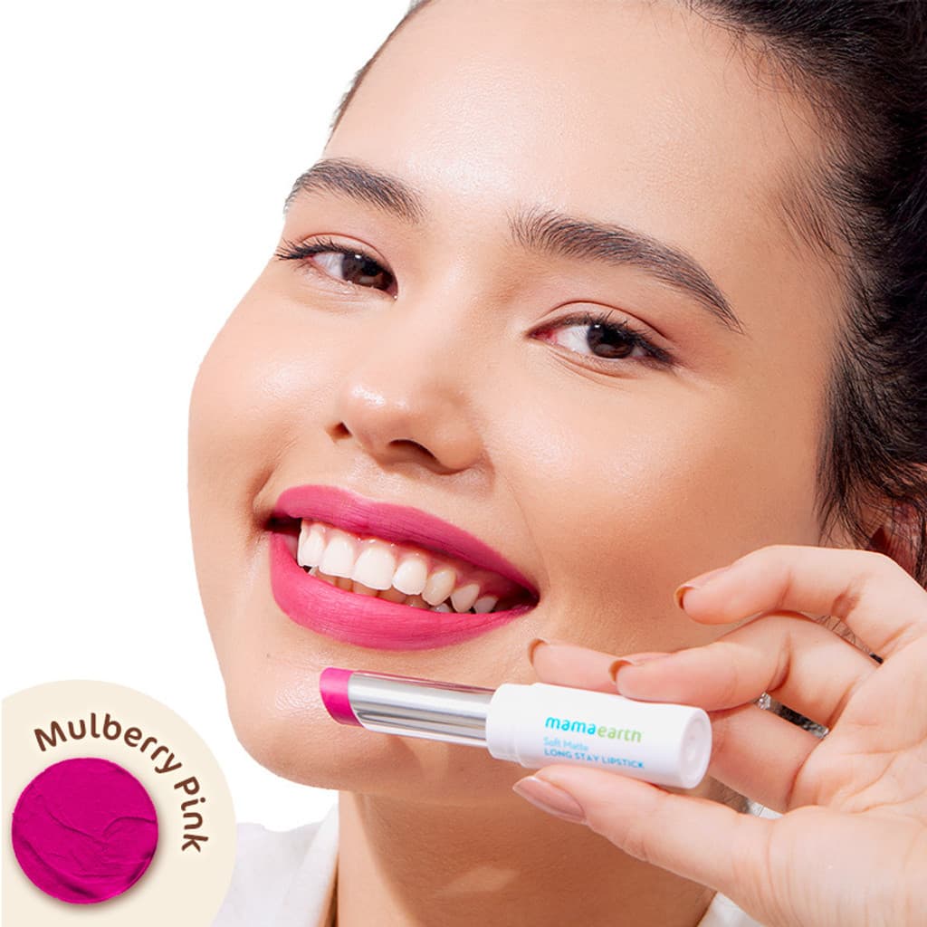 Mamaearth Matte Long Stay Lipstick with Oil & Vitamin E for 12 Hour Long Stay