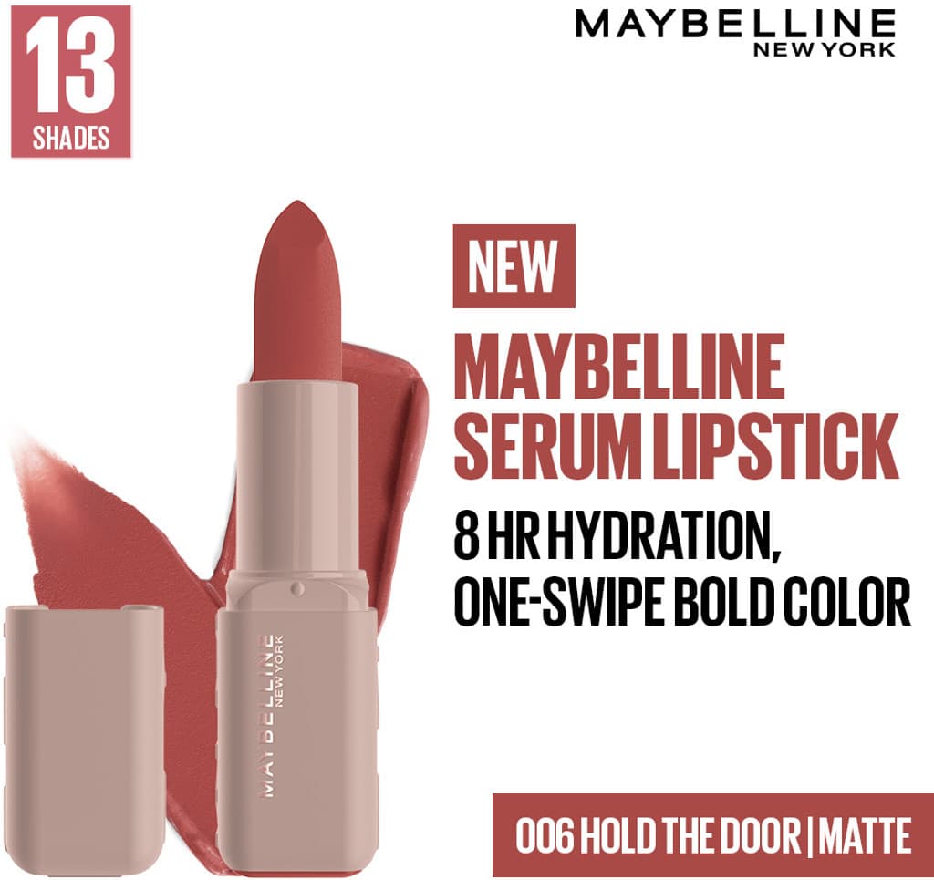 MAYBELLINE NEW YORK Serum Lipstick (Matte) 8Hr Hydrated color - 006 Hold the Door