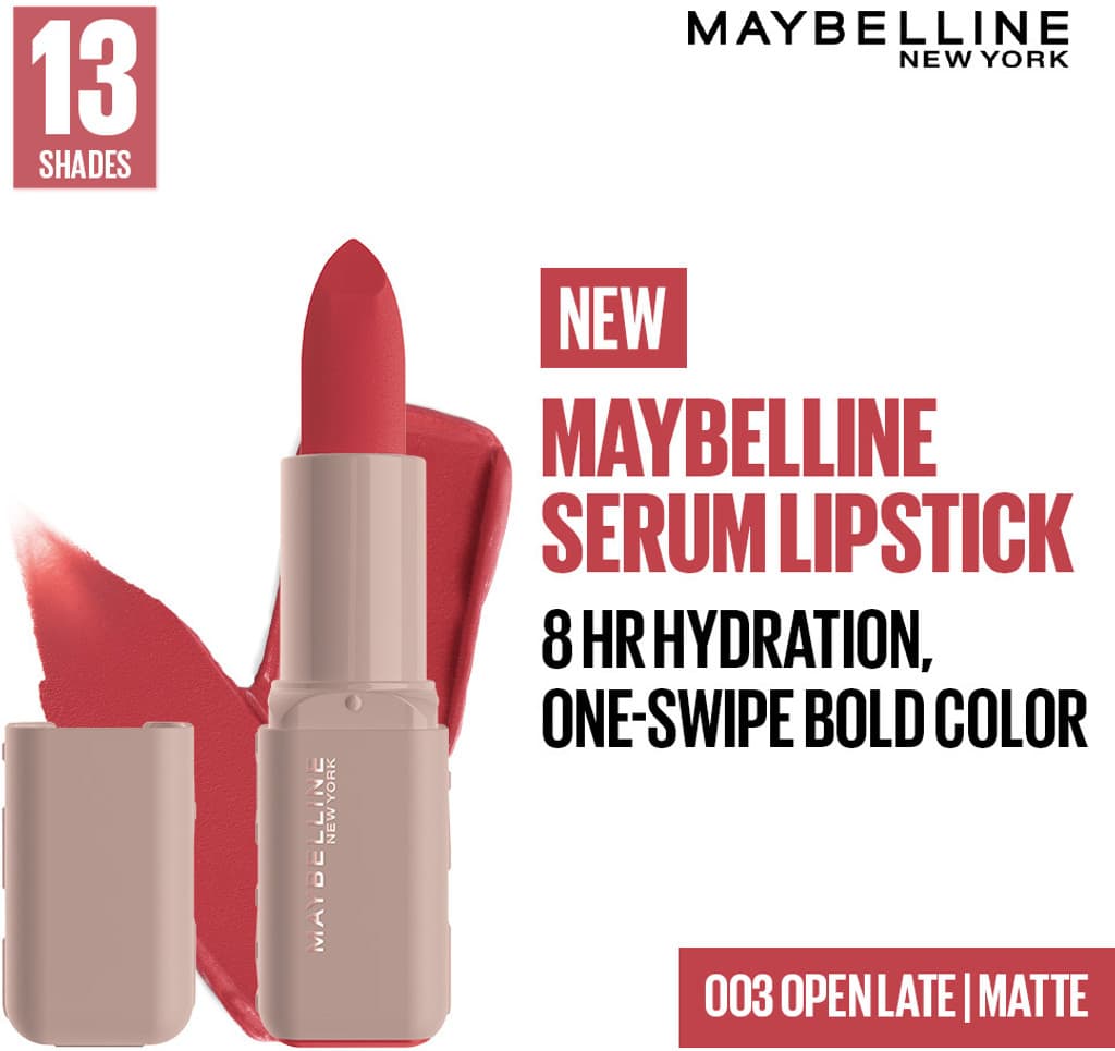 MAYBELLINE NEW YORK Serum Lipstick (Matte) 8Hr Hydrated color - 003 Open Late