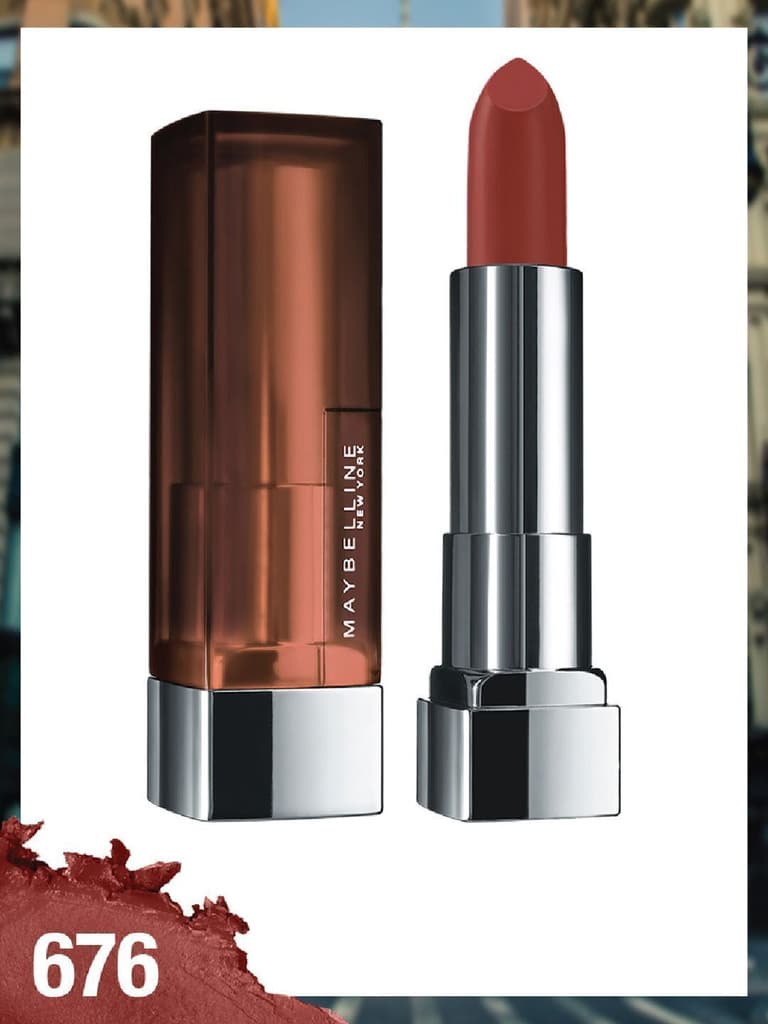 MAYBELLINE NEW YORK Color Sensational Creamy Matte Lipstick, 676 East Village Rose, 3.9g