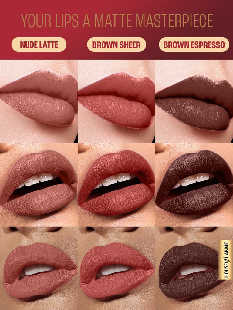 Lakmé Liquid Lipstick Trio- Brownie Bite, Forever Matte, Light-weight, Pack of 3