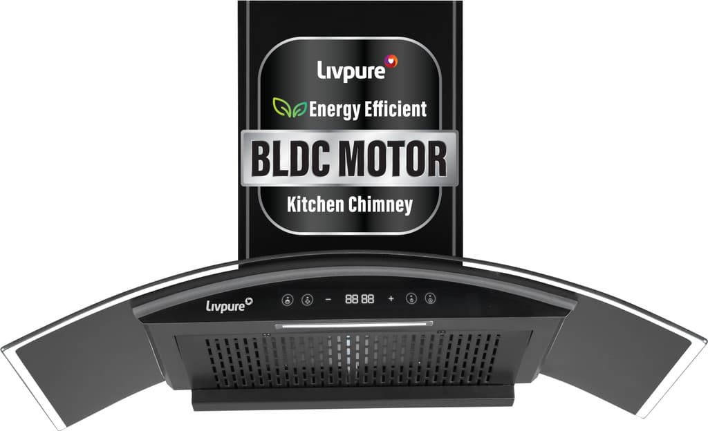 LIVPURE ETERNA-BLDC-90-FL-HAC Auto Clean Wall Mounted Black 1400 CMH Chimney