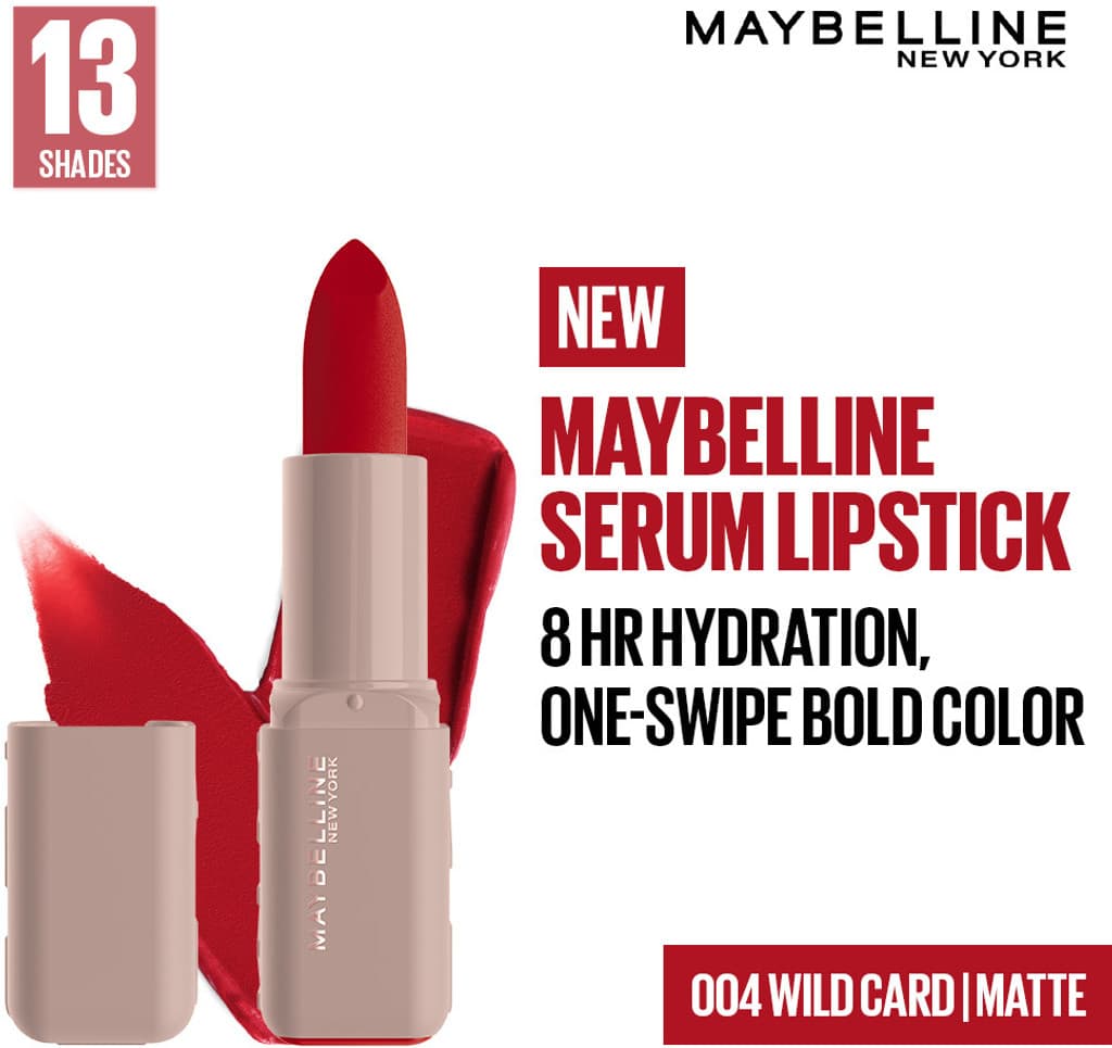 MAYBELLINE NEW YORK Serum Lipstick (Matte) 8Hr Hydrated color - 004 Wild Card