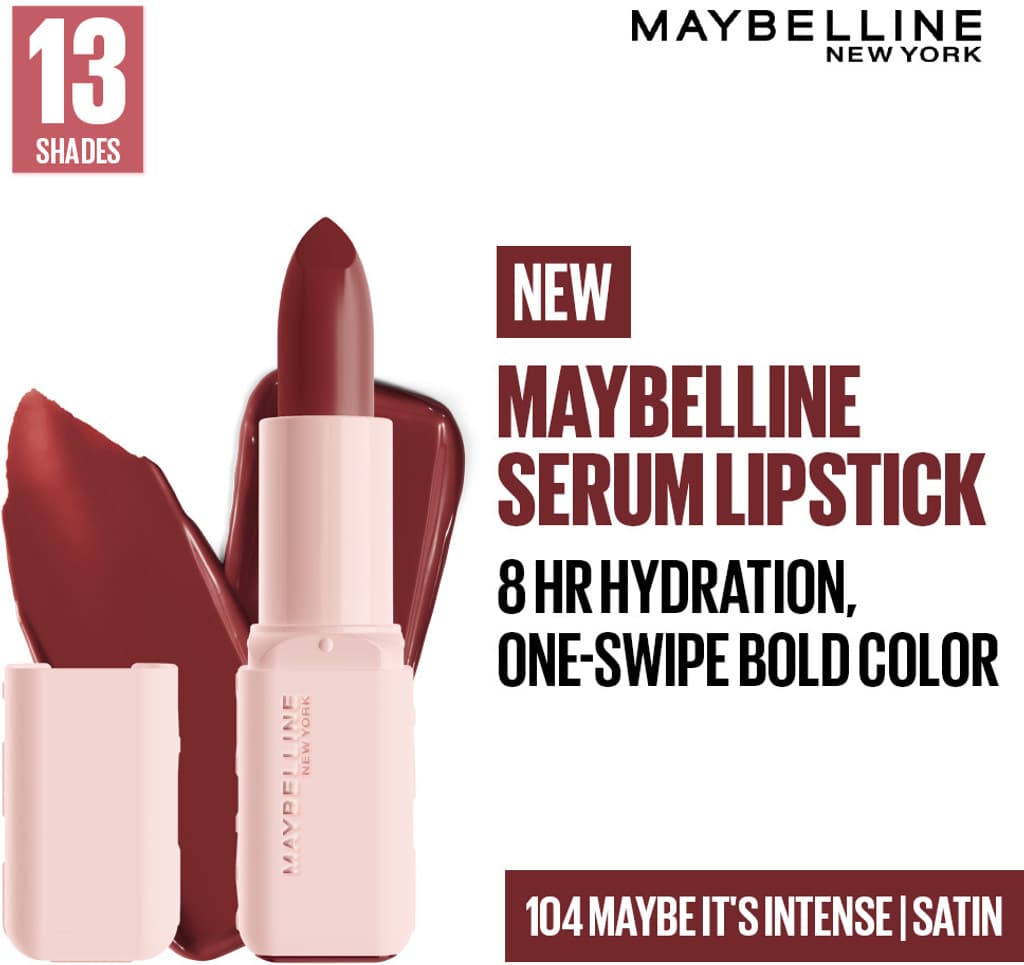 MAYBELLINE NEW YORK Serum Lipstick (Satin) 8Hr Hydrated color - 104 Maybe It's Intense