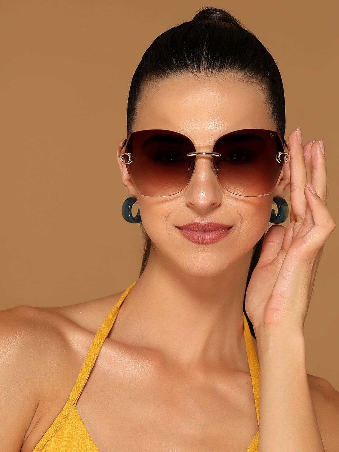 Voyage Women Brown Square Sunglasses S012MG2883