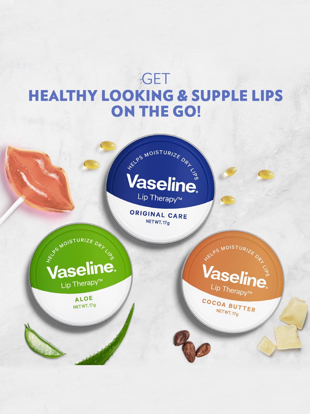 Vaseline Lip Therapy Glossy Shine Original Care Lip Balm - 17 g