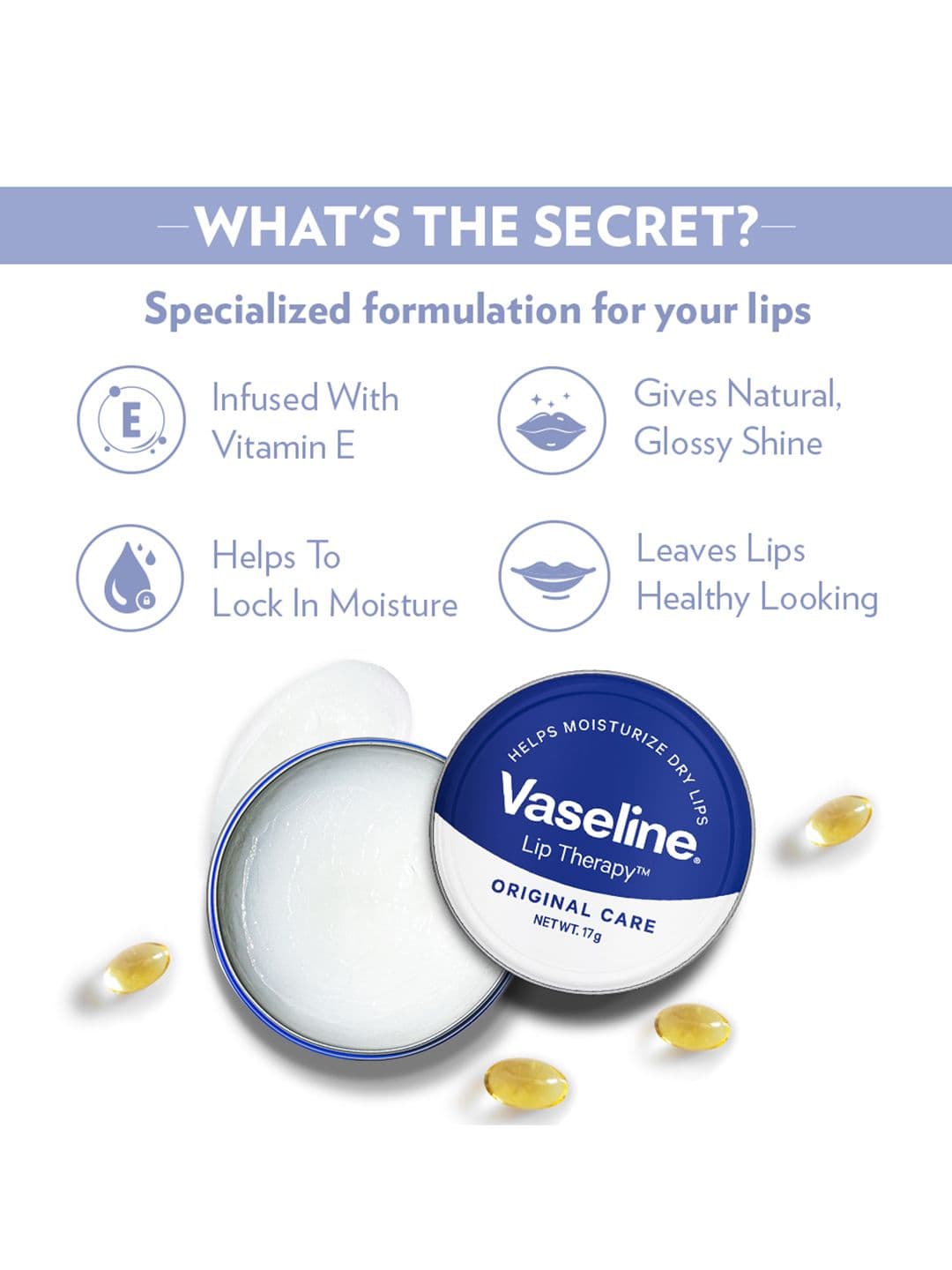 Vaseline Lip Therapy Glossy Shine Original Care Lip Balm - 17 g