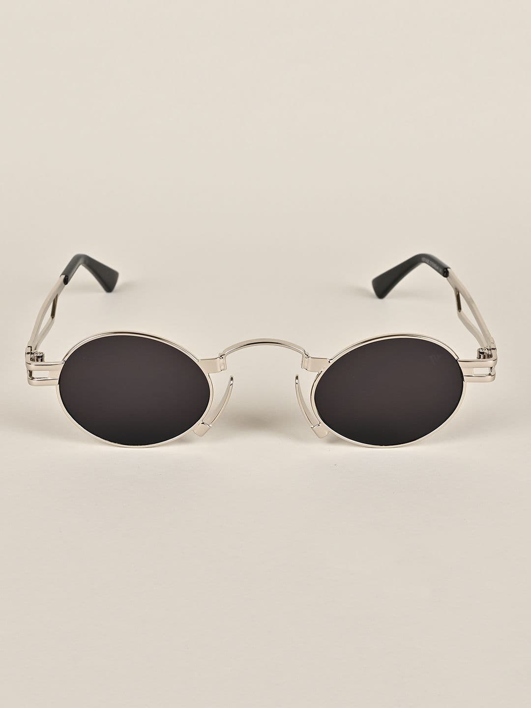 Voyage Unisex Black Lens & Silver-Toned Oval Sunglasses with UV Protected Lens