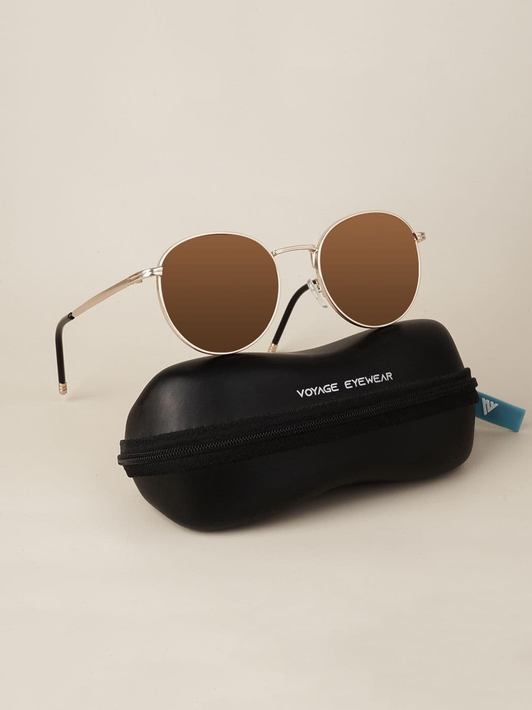 Voyage Adult Brown Lens & Gold-Toned Round Sunglasses with UV Protected Lens 1915MG3623
