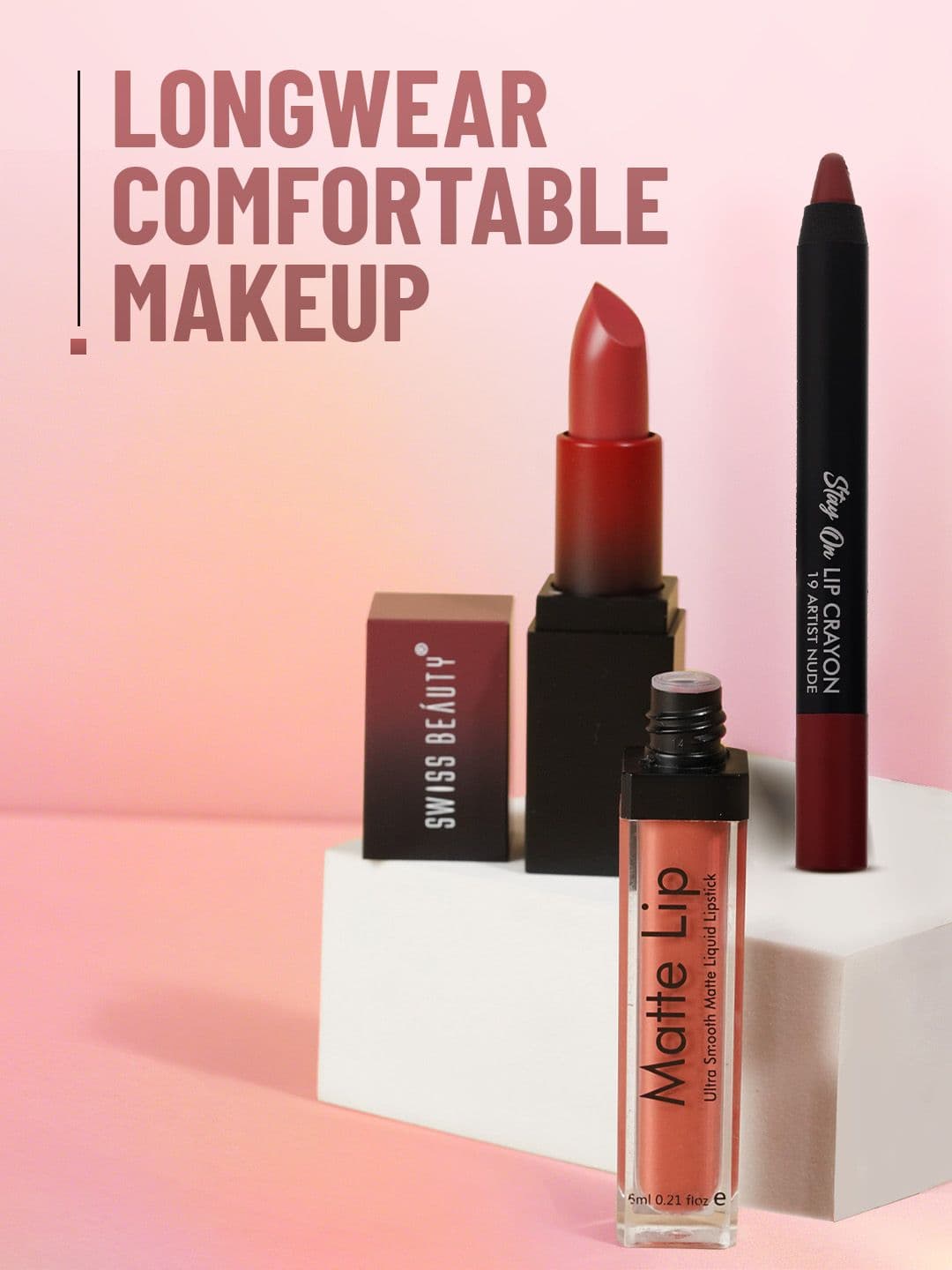 SWISS BEAUTY Non Transfer Matte Crayon Lipstick - Brownie Point