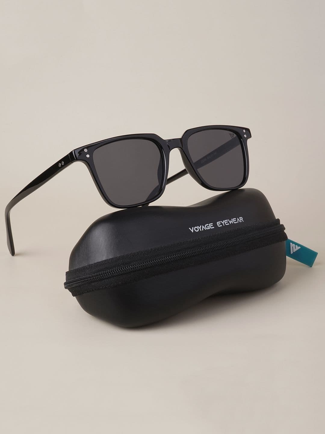 Voyage Unisex Black Lens & Black Wayfarer Sunglasses with UV Protected Lens