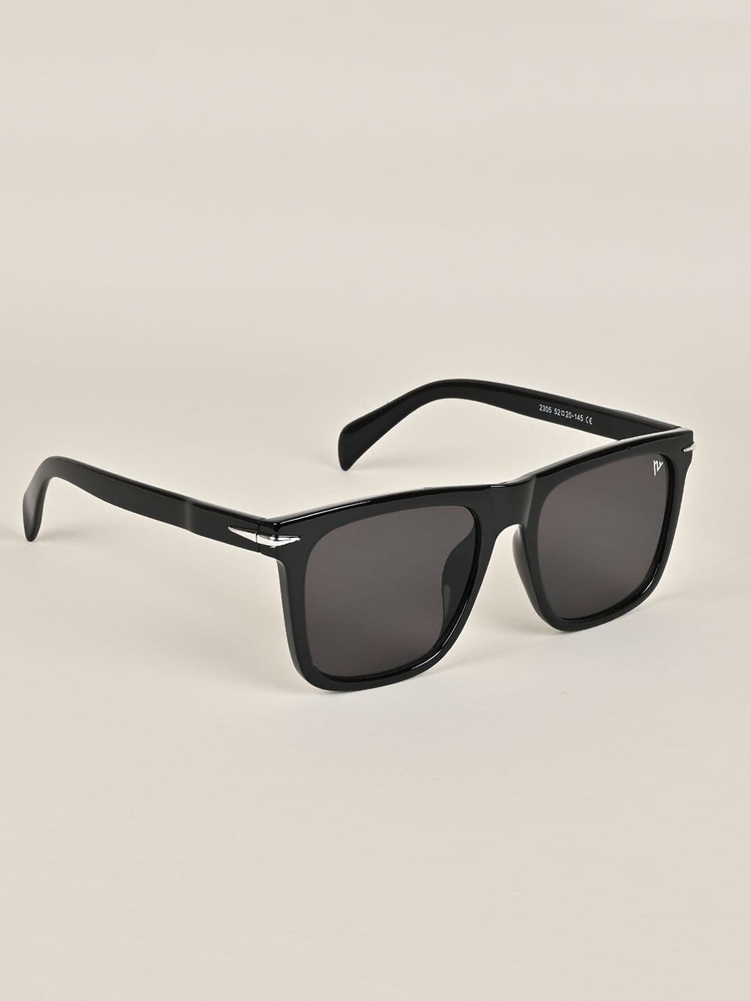 Voyage Unisex Black Lens & Black Wayfarer Sunglasses with UV Protected Lens