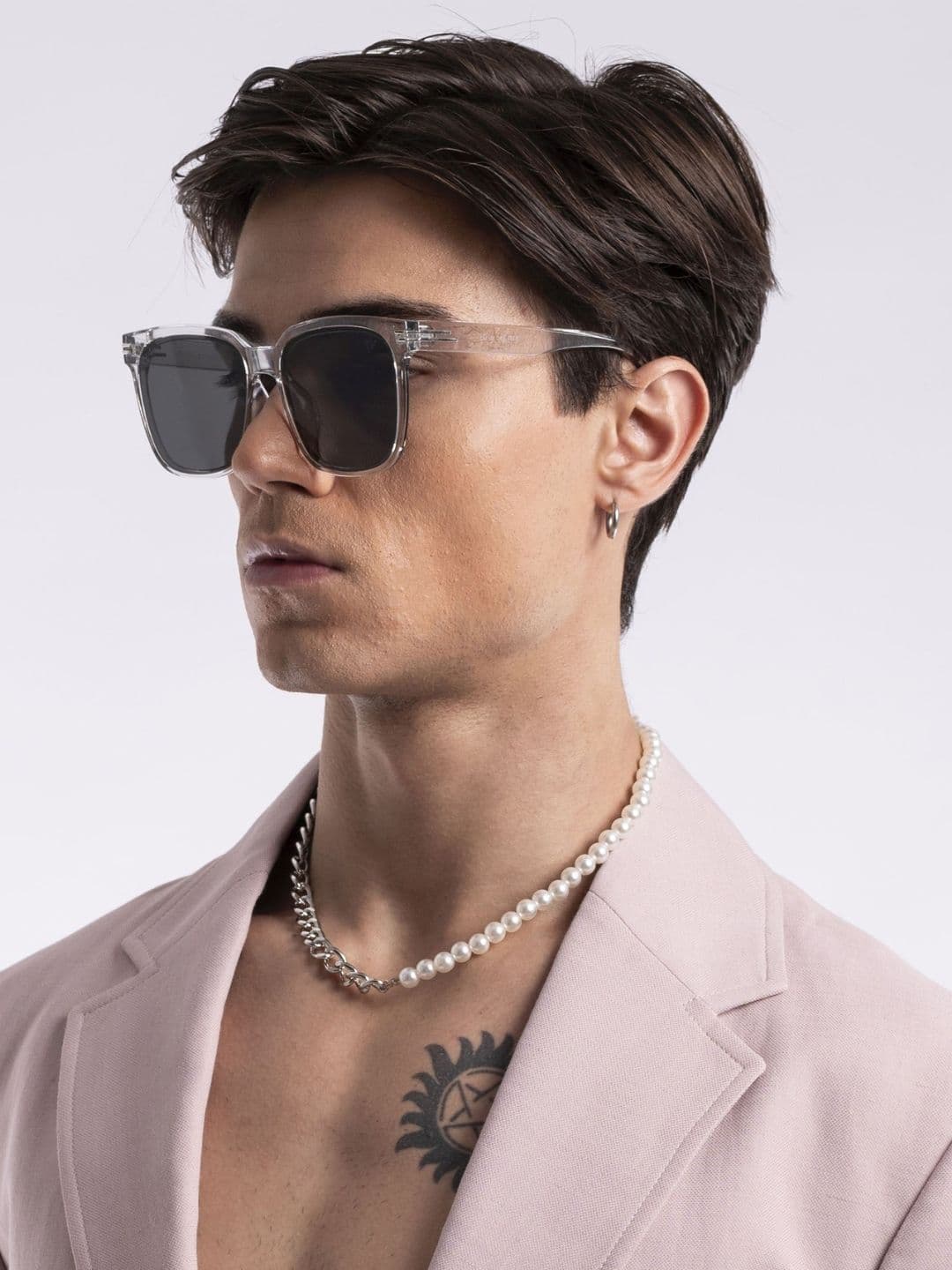 Voyage Unisex Black Lens & White Wayfarer Sunglasses with UV Protected Lens