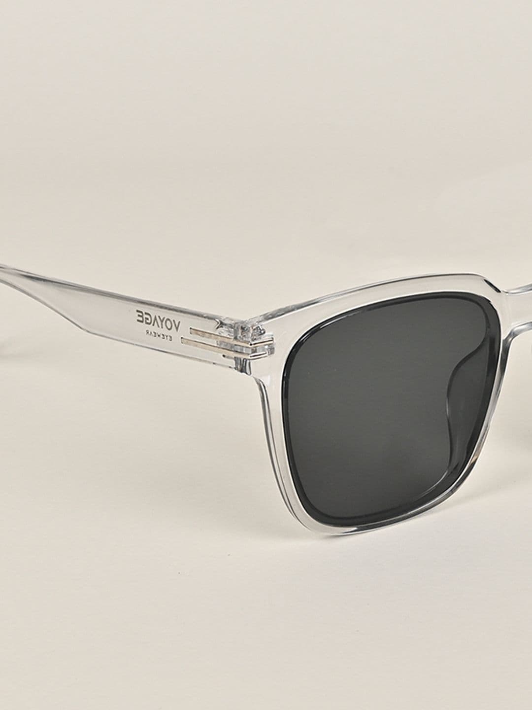 Voyage Unisex Black Lens & White Wayfarer Sunglasses with UV Protected Lens