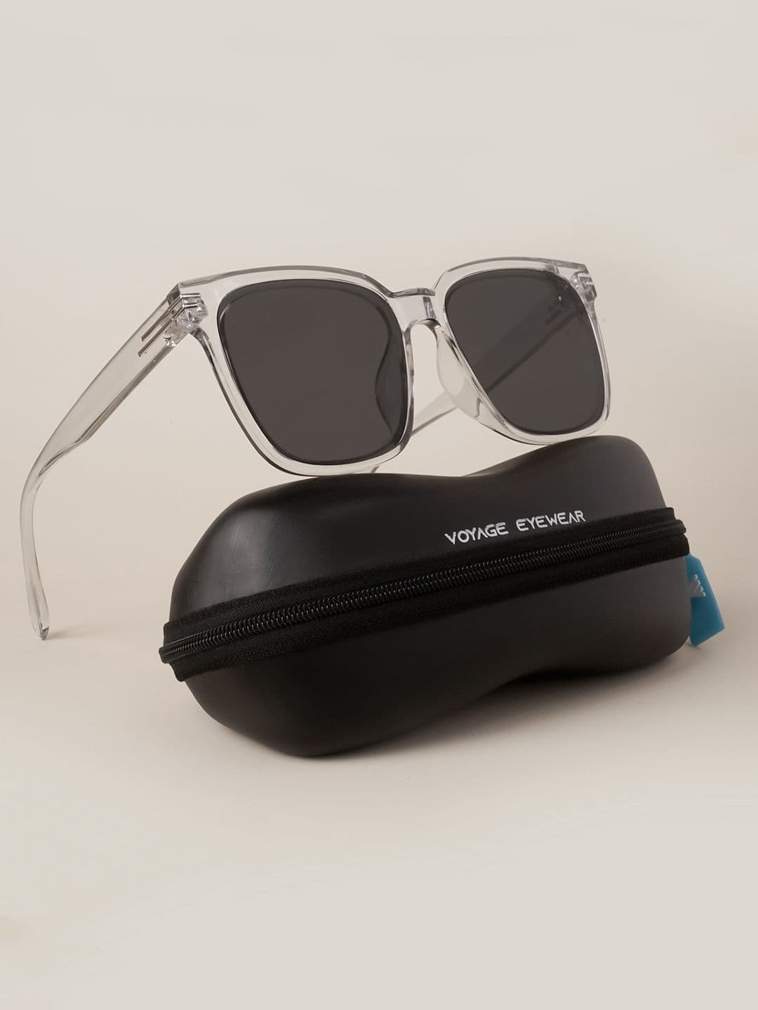 Voyage Unisex Black Lens & White Wayfarer Sunglasses with UV Protected Lens