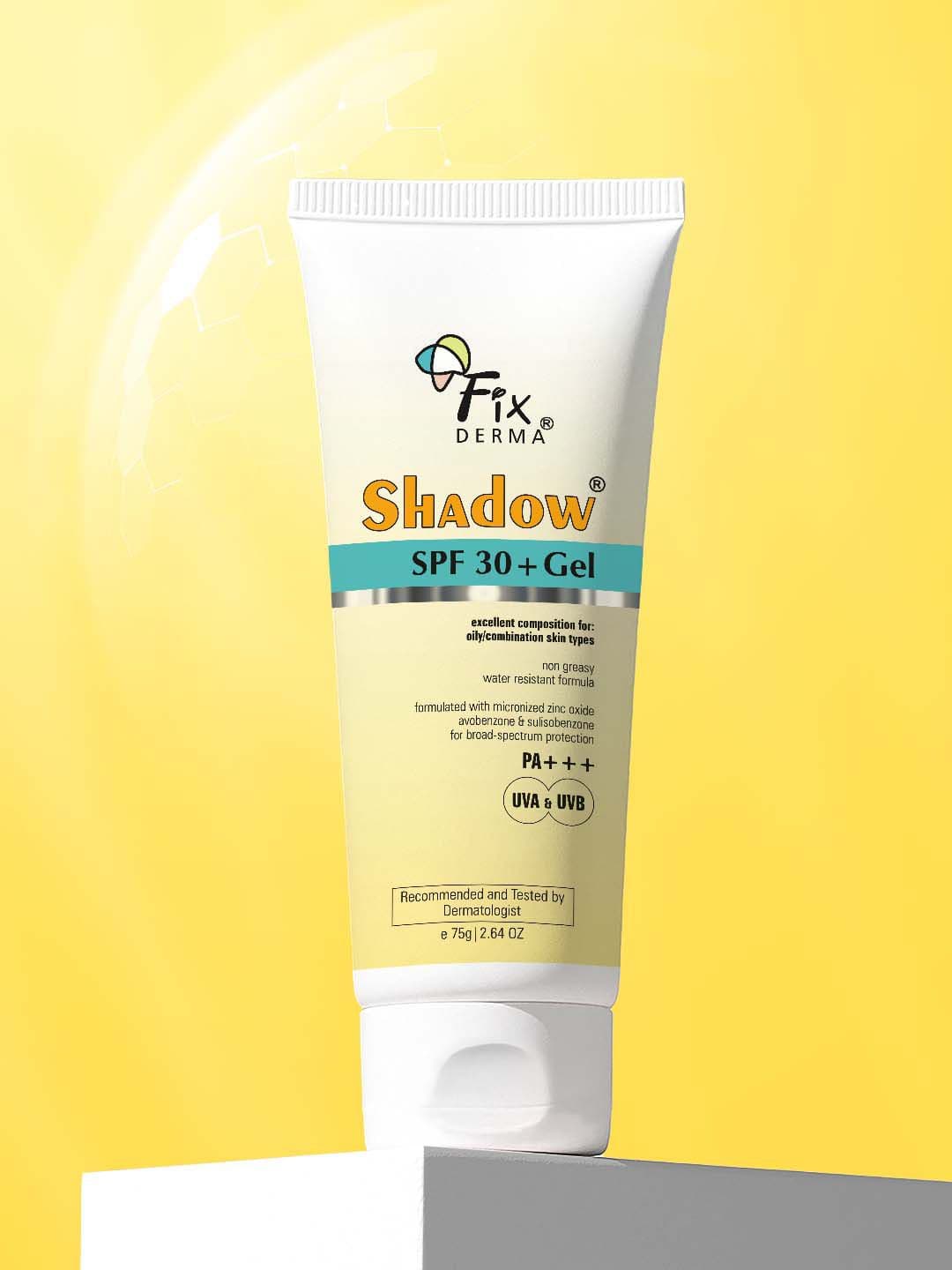 FIXDERMA Shadow Sunscreen SPF 30+ Gel For Oily Skin with PA+++ Protection - 75g