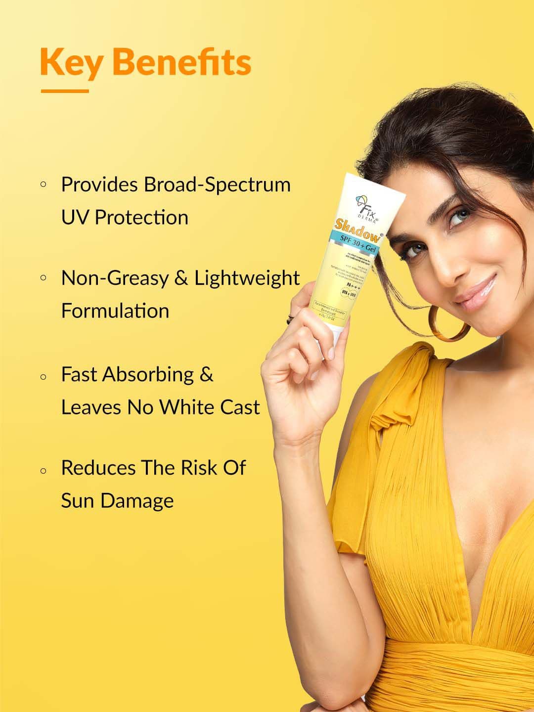 FIXDERMA Shadow Sunscreen SPF 30+ Gel For Oily Skin with PA+++ Protection - 75g