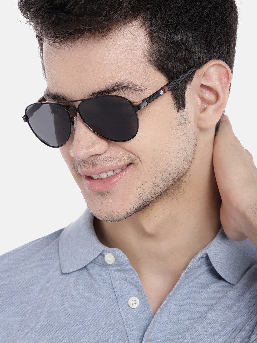 Carlton London Men Black Lens & Black Aviator Sunglasses CLSW0297