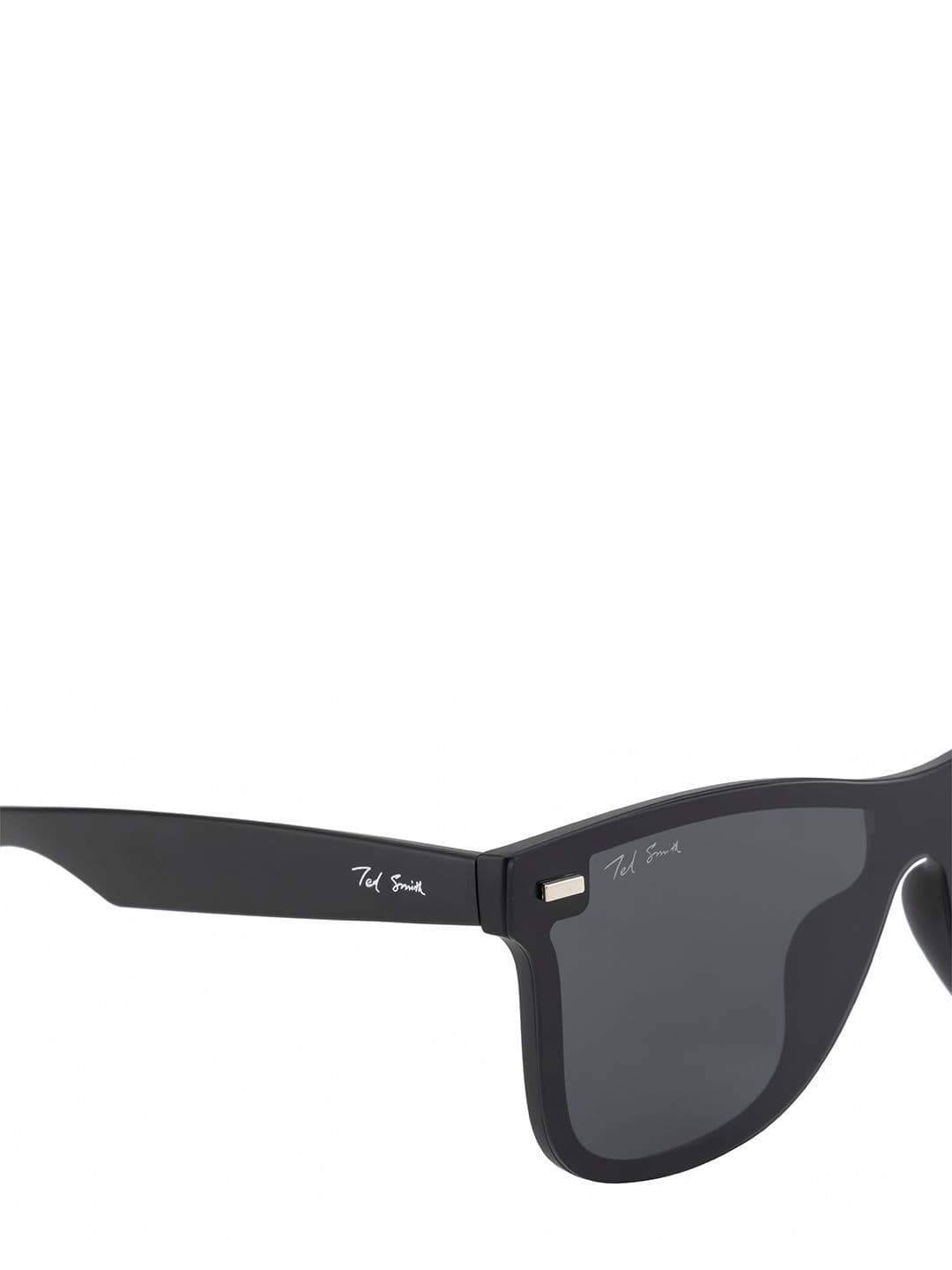 Ted Smith Unisex Matt Black Wayfarer Rimless Sunglasses With Polarized Lens