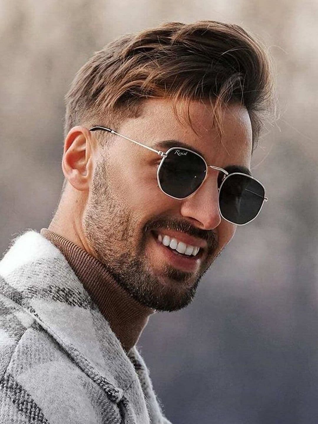 RESIST EYEWEAR Unisex Black Lens & Silver-Toned Rectangle Sunglasses with UV Protected Lens