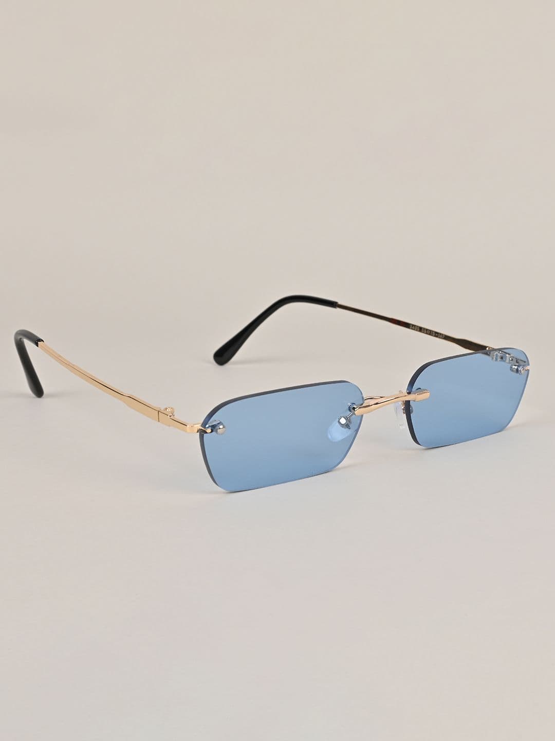 Voyage Unisex Blue Lens & Gold-Toned Rectangle Sunglasses with UV Protected Lens