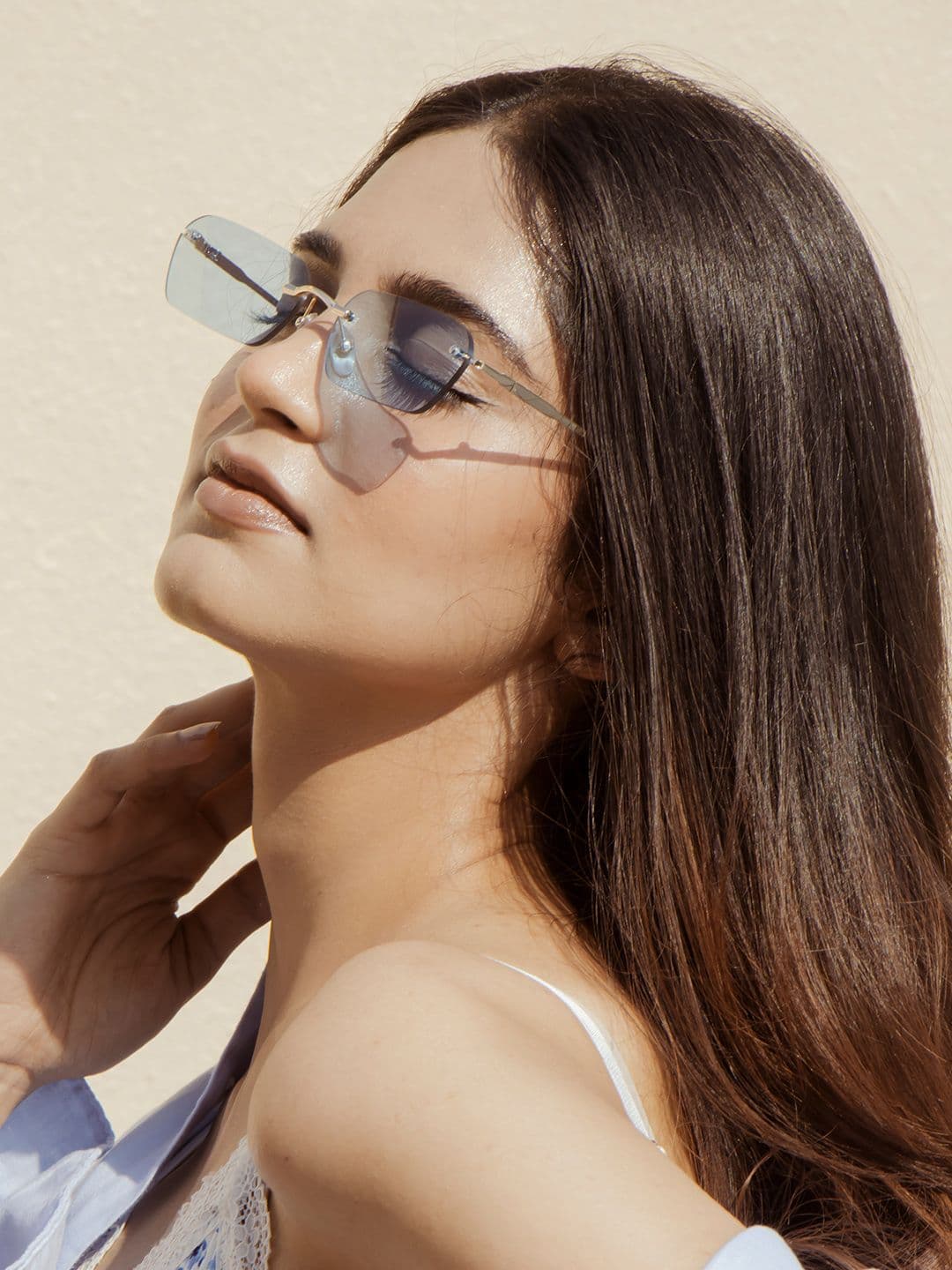 Voyage Unisex Blue Lens & Gold-Toned Rectangle Sunglasses with UV Protected Lens