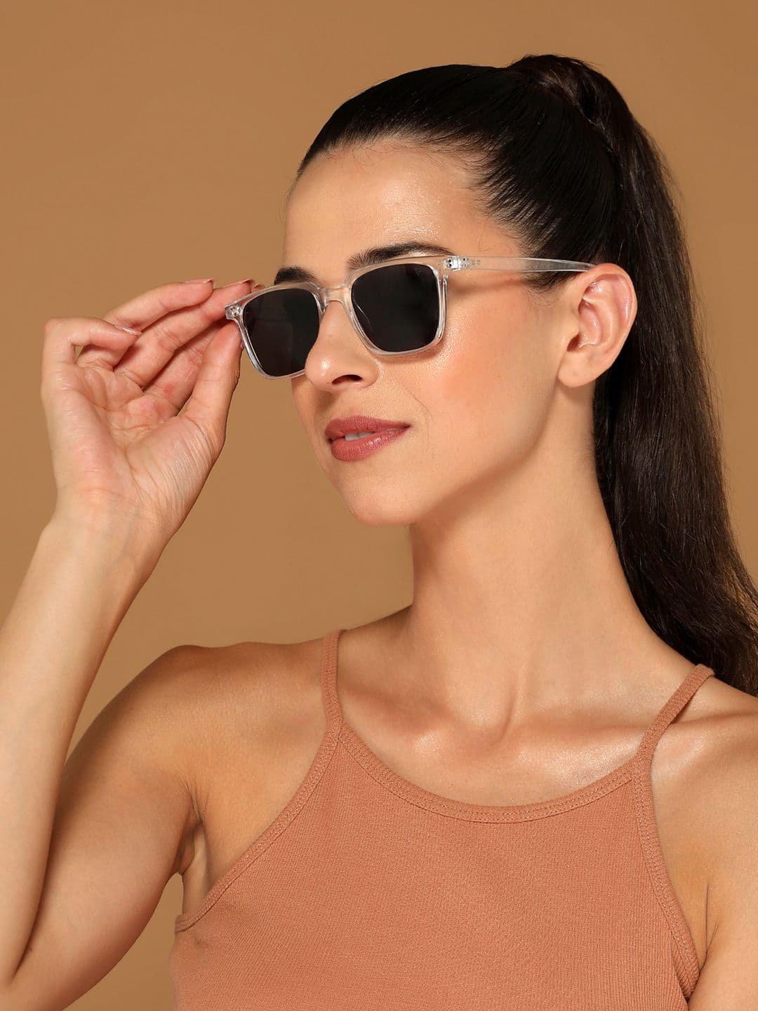 Voyage Unisex Black Lens & White Wayfarer Sunglasses with UV Protected Lens