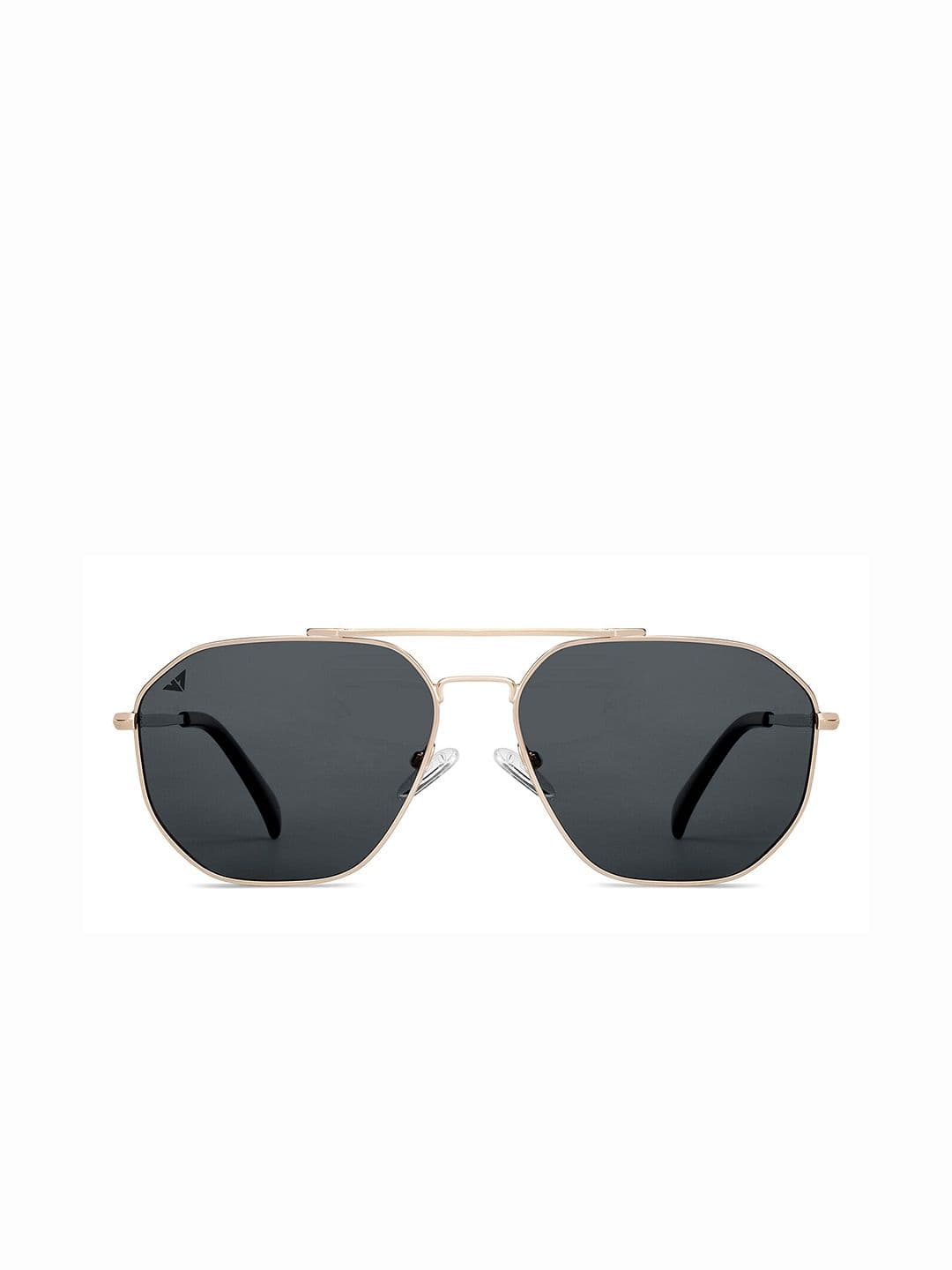 Vincent Chase by Lenskart Unisex Grey Lens & Gold-Toned Aviator Sunglasses with Polarised and UV Protected Lens