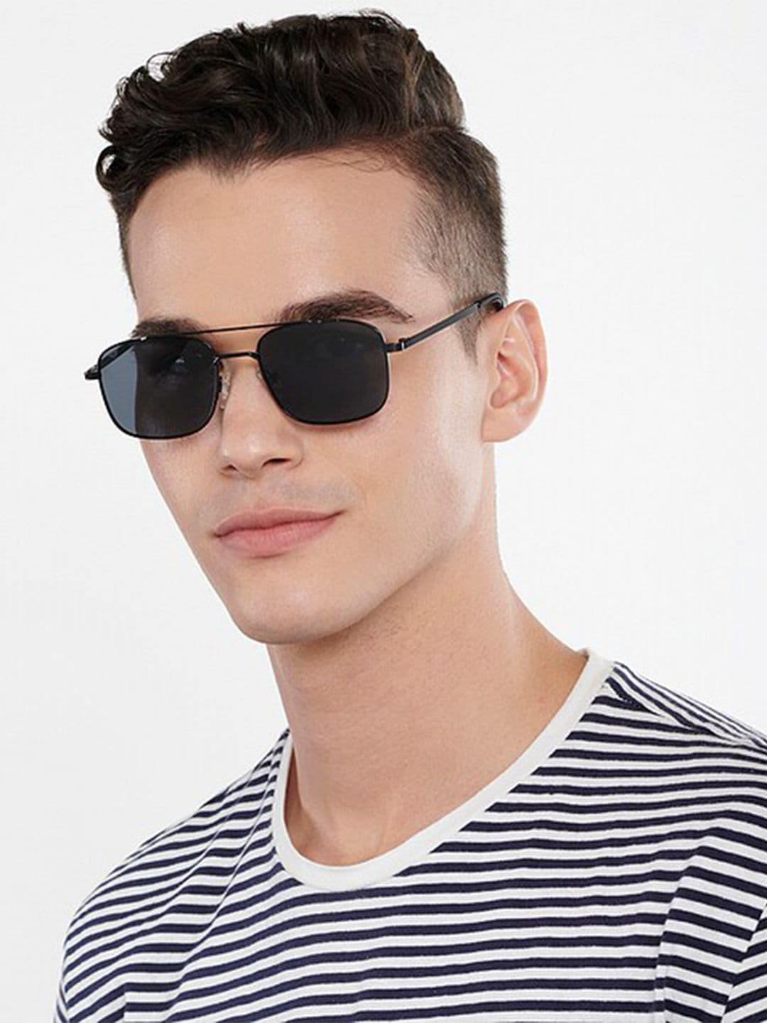 Vincent Chase by Lenskart Unisex Grey Lens & Black Square Sunglasses with Polarised and UV Protected Lens