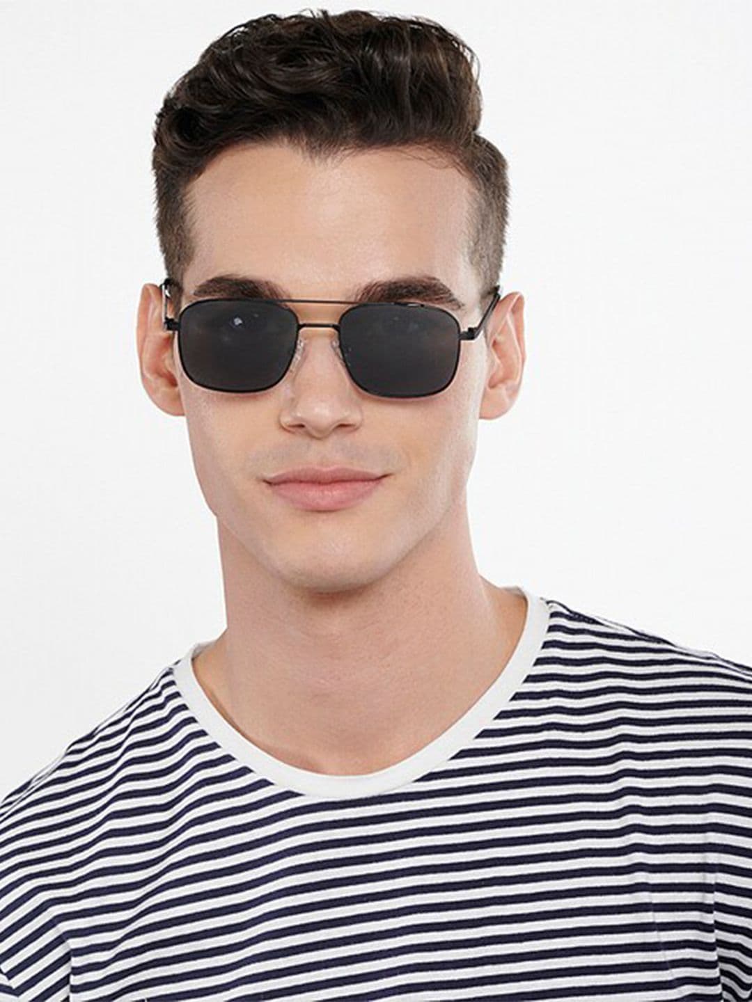 Vincent Chase by Lenskart Unisex Grey Lens & Black Square Sunglasses with Polarised and UV Protected Lens