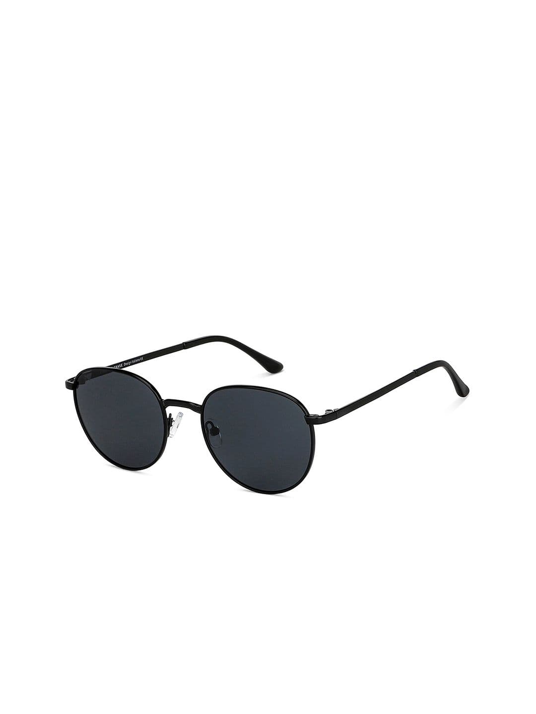 Vincent Chase by Lenskart Unisex Grey Lens & Black Round Sunglasses with Polarised and UV Protected Lens