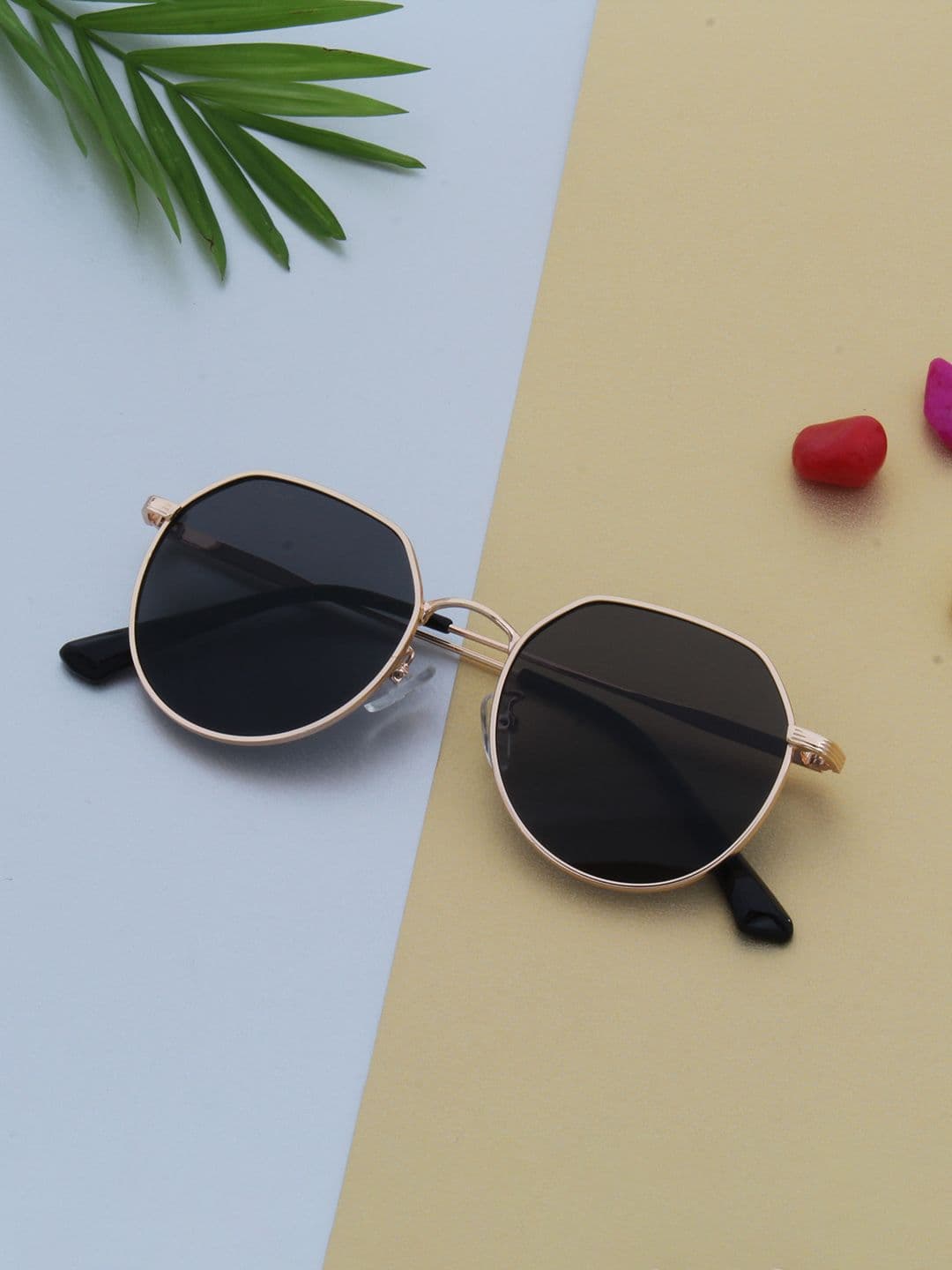 Ted Smith Gold-Toned Round Sunglasses with UV Protected Lens Twoway_C2