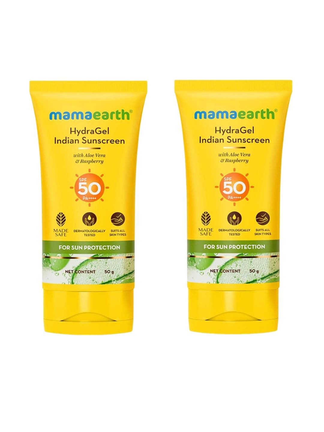 Mamaearth Set Of 2 Hydragel Indian Sunscreen SPF50 PA++++-50g Each In-Vivo tested
