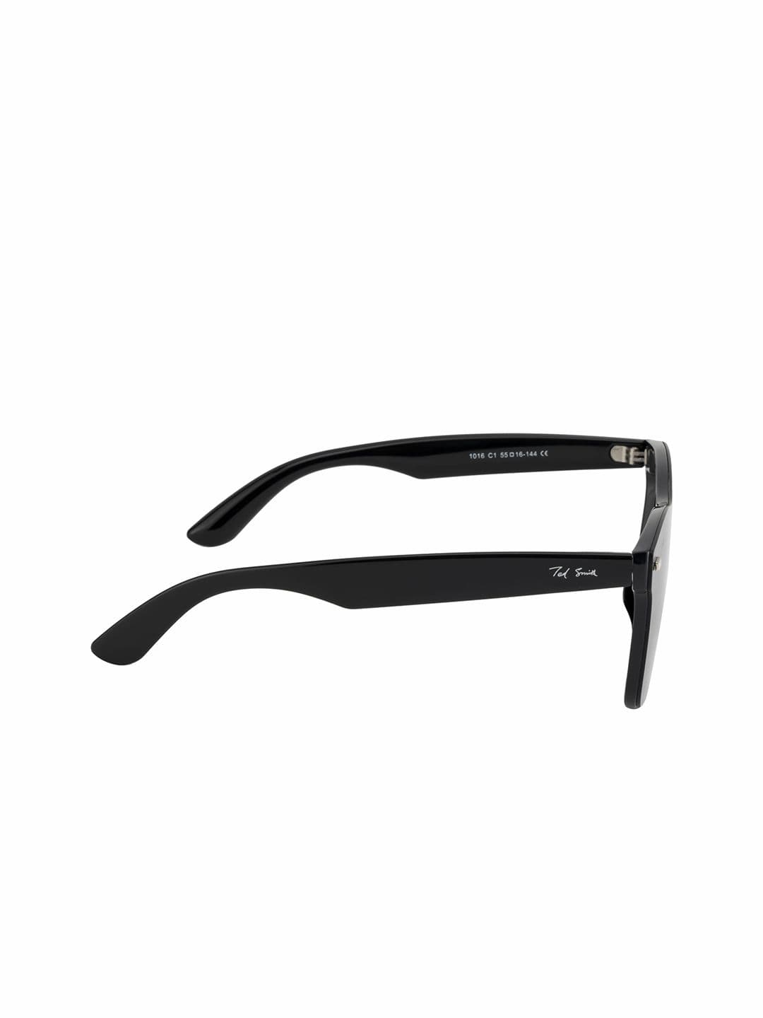 Ted Smith Unisex Aesthetic Black Wayfarer Rimless Sunglasses With Polarized Lens