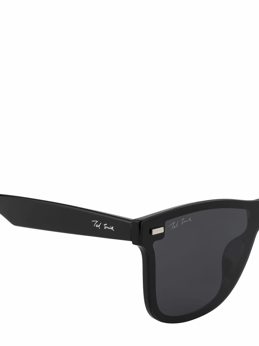 Ted Smith Unisex Aesthetic Black Wayfarer Rimless Sunglasses With Polarized Lens