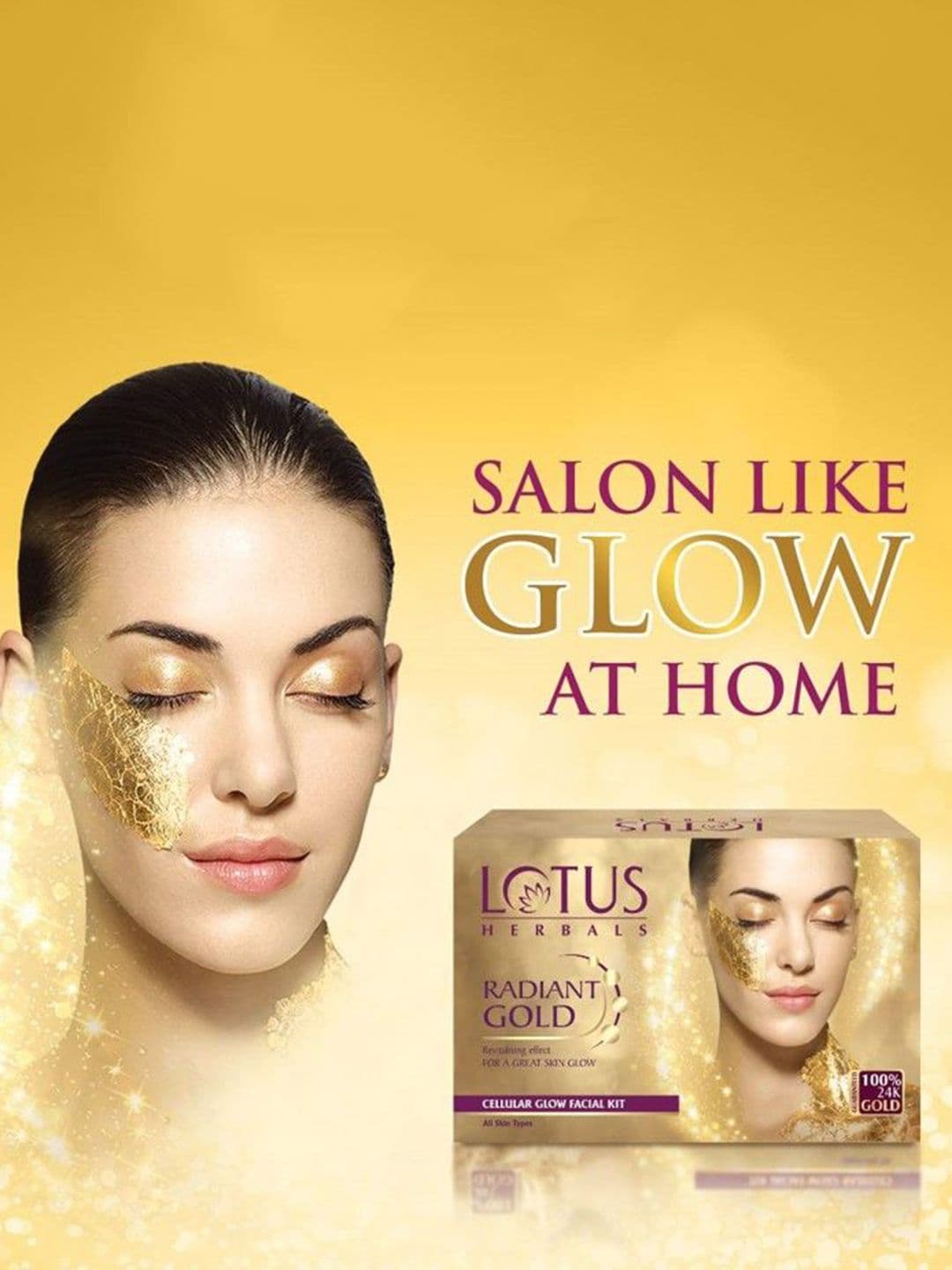 Lotus Herbals Radiant Gold Cellular Glow 5-in-1 Facial Kit- 170g