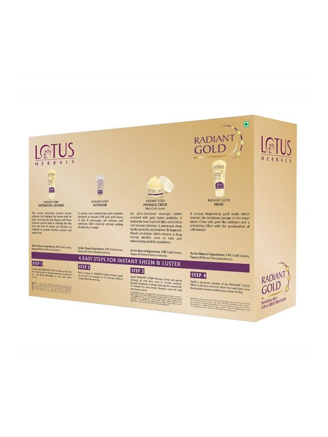 Lotus Herbals Radiant Gold Cellular Glow 5-in-1 Facial Kit- 170g