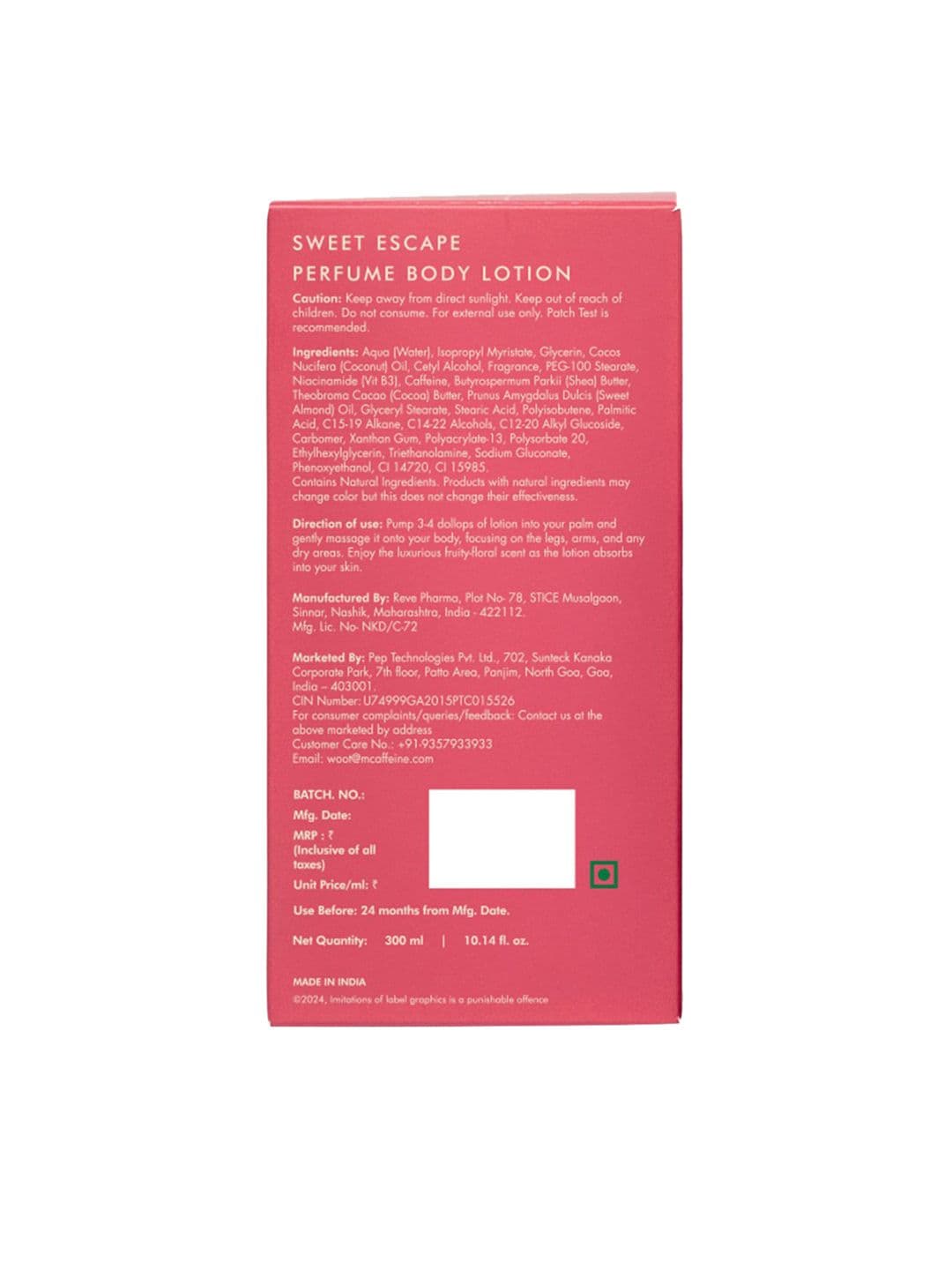 MCaffeine Sweet Escape Perfume Body Lotion- 300 ml