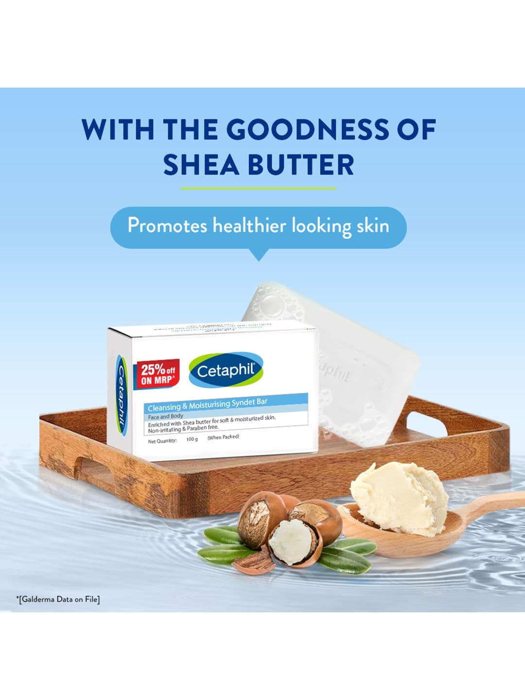 Cetaphil Cleansing and Moisturising Syndet Bar with Shea Butter for Face & Body - 100 g