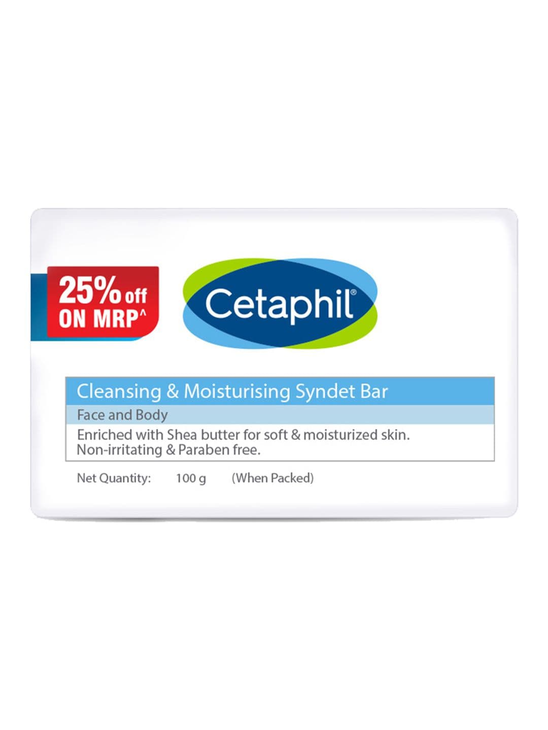 Cetaphil Cleansing and Moisturising Syndet Bar with Shea Butter for Face & Body - 100 g