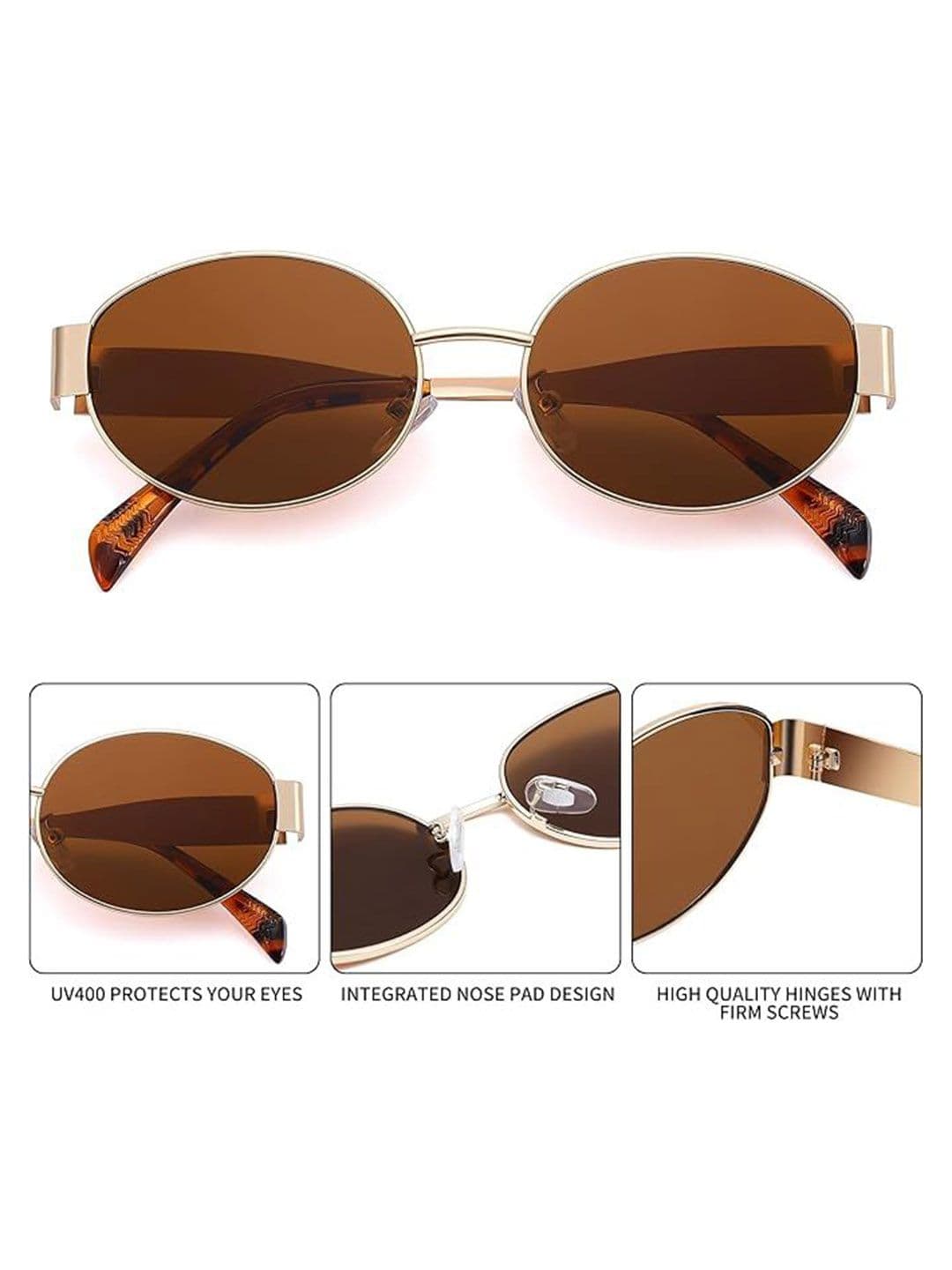 DressBerry Women Round Sunglasses with UV Protected Lens 5888 Brown-Brown