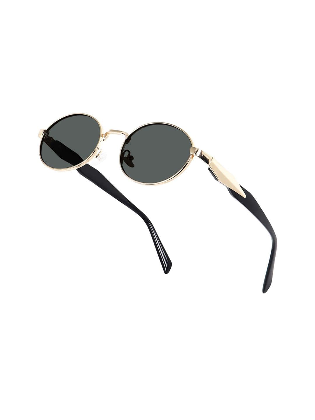 FUNGLASSES Unisex Oval Sunglasses with UV Protected Lens PUSHPA RAJ V GOLD BLACK